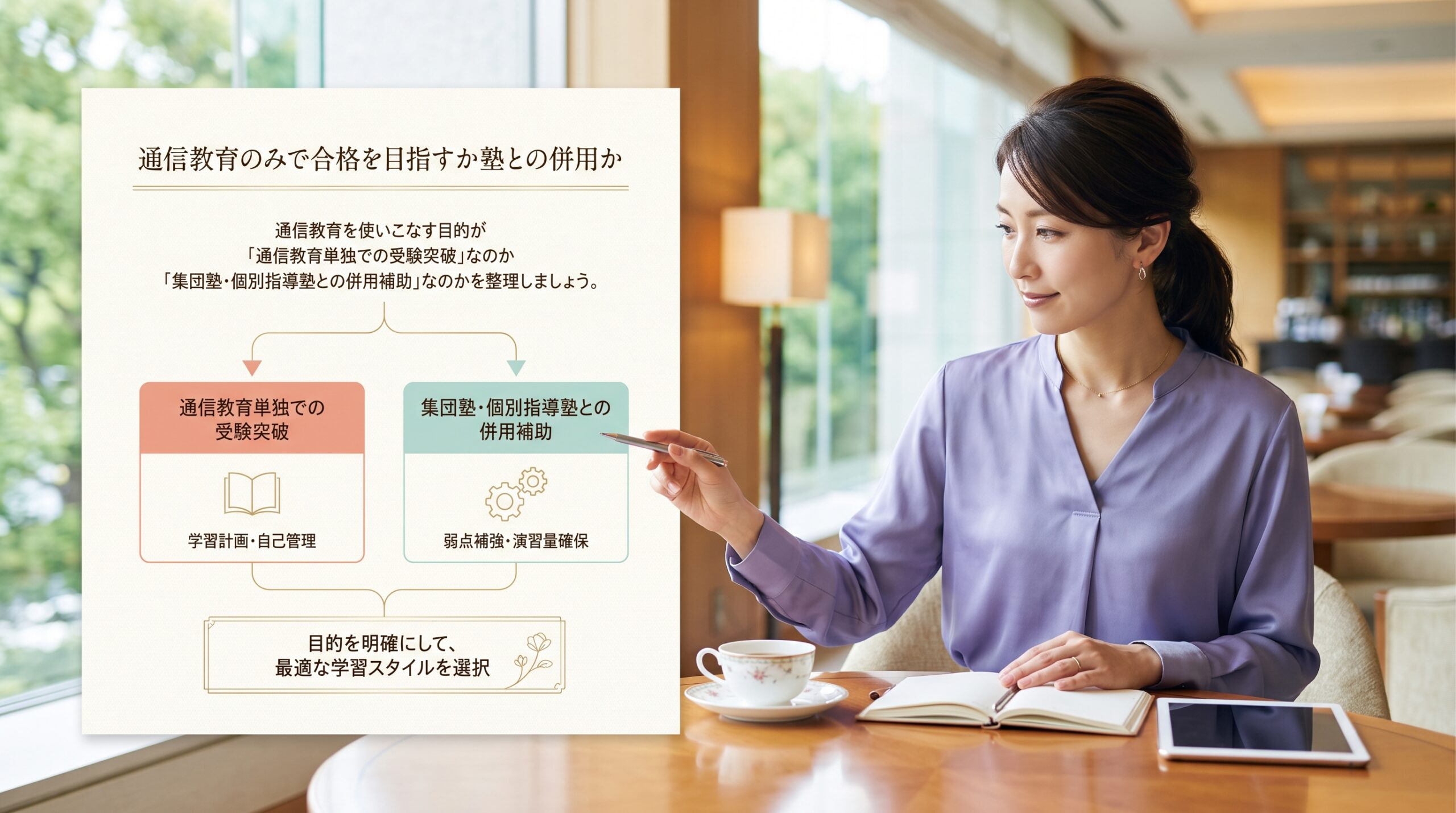 通信教育のみで合格を目指すか塾との併用か