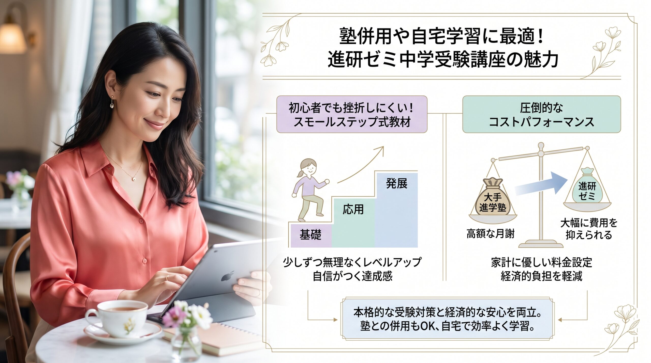 塾併用や自宅学習に最適!家計に優しい料金と充実の受験サポート