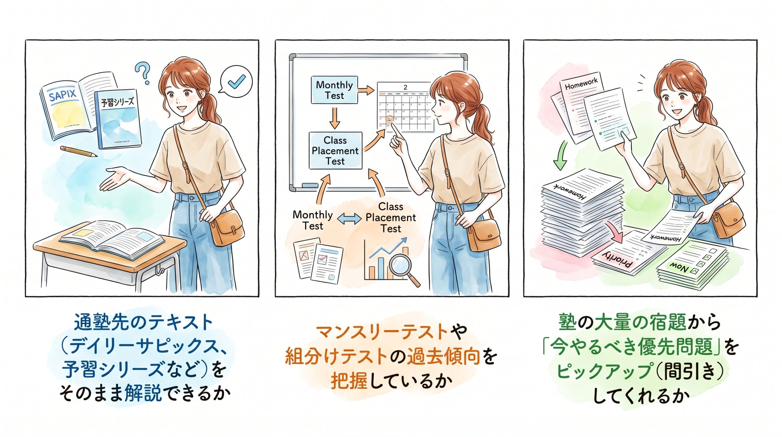 大手進学塾(SAPIX・日能研・四谷大塚など)のフォロー体制と教材対応力