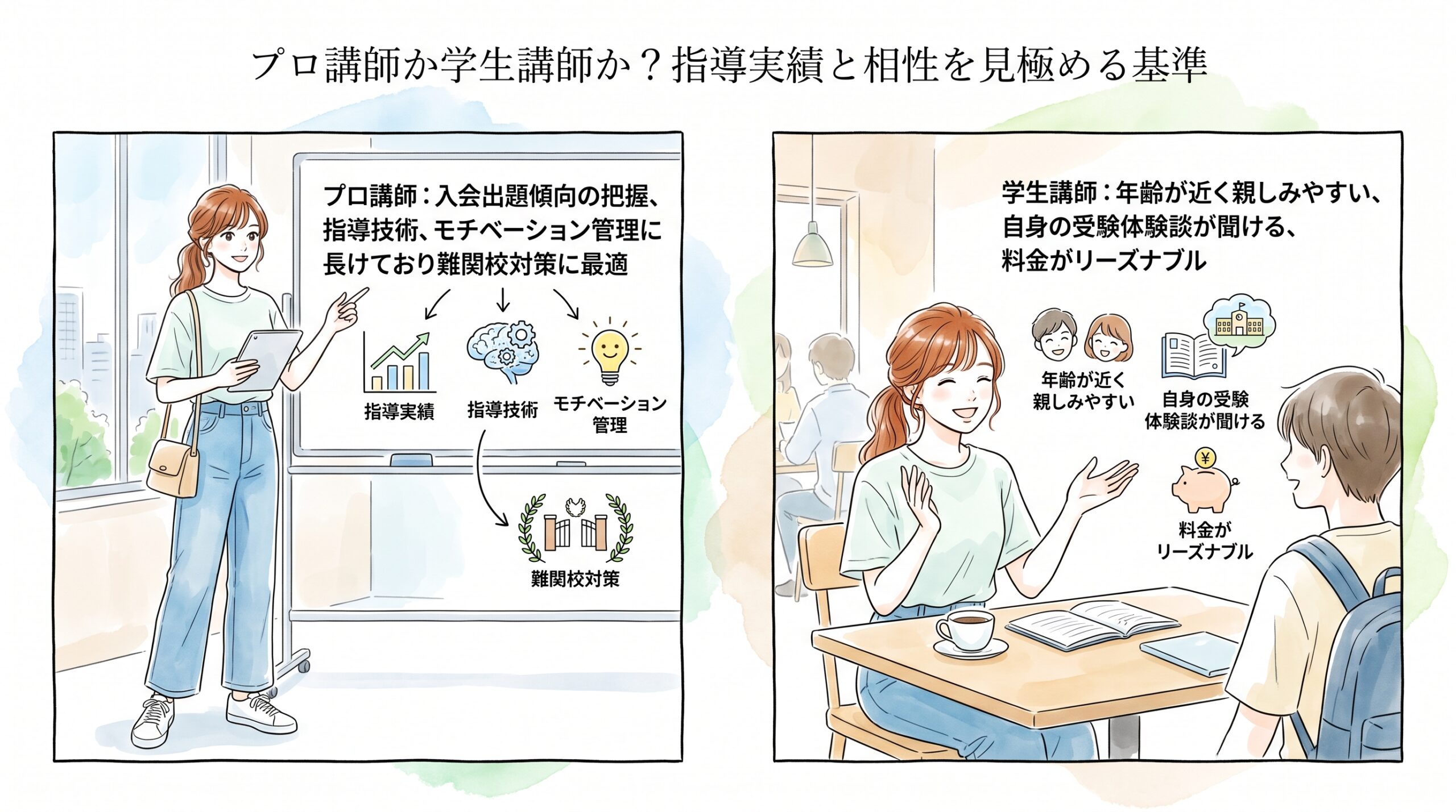 プロ講師か学生講師か?指導実績と相性を見極める基準