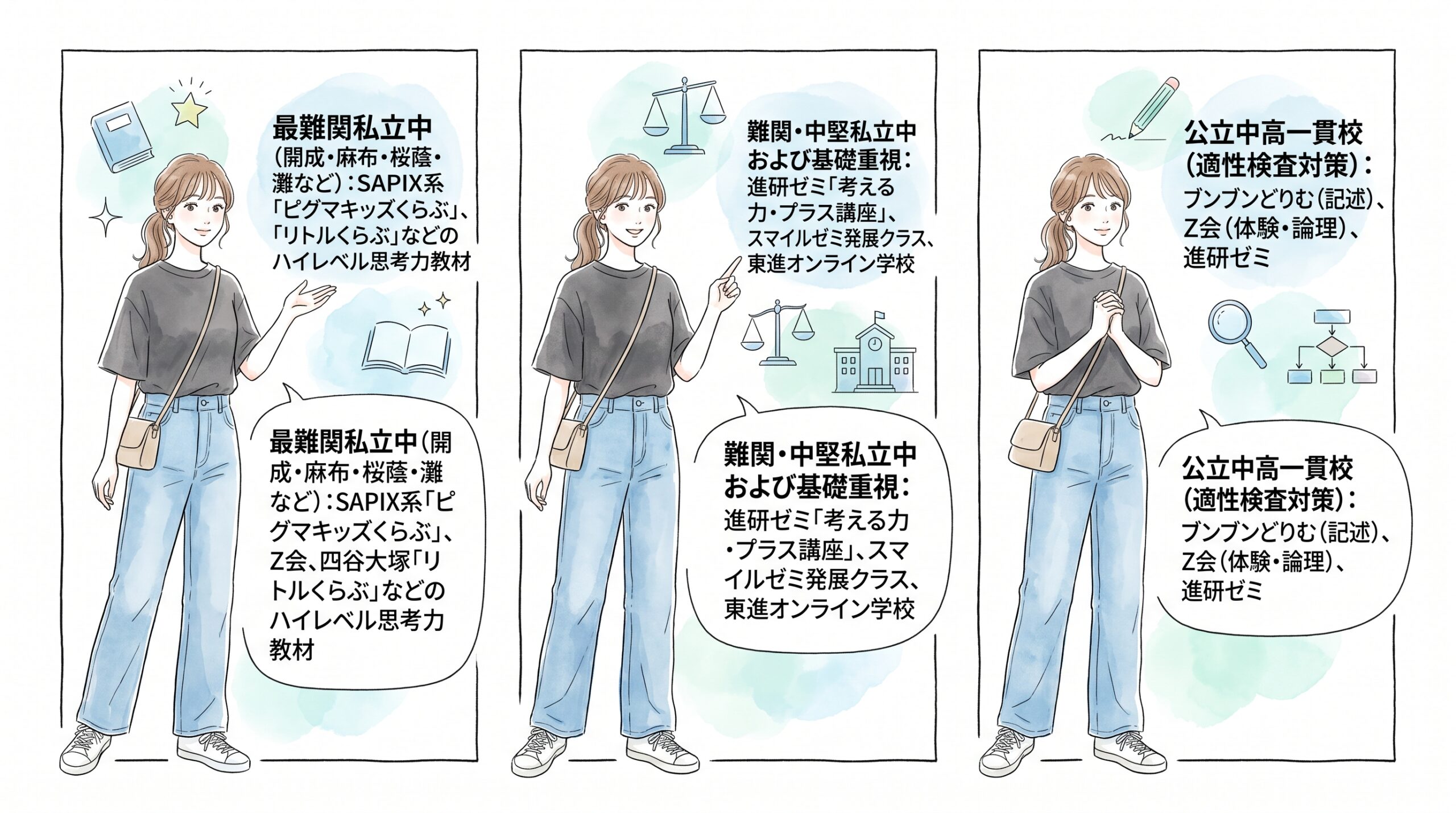 志望校レベル(難関私立・公立中高一貫校)に合わせた難易度で選ぶ