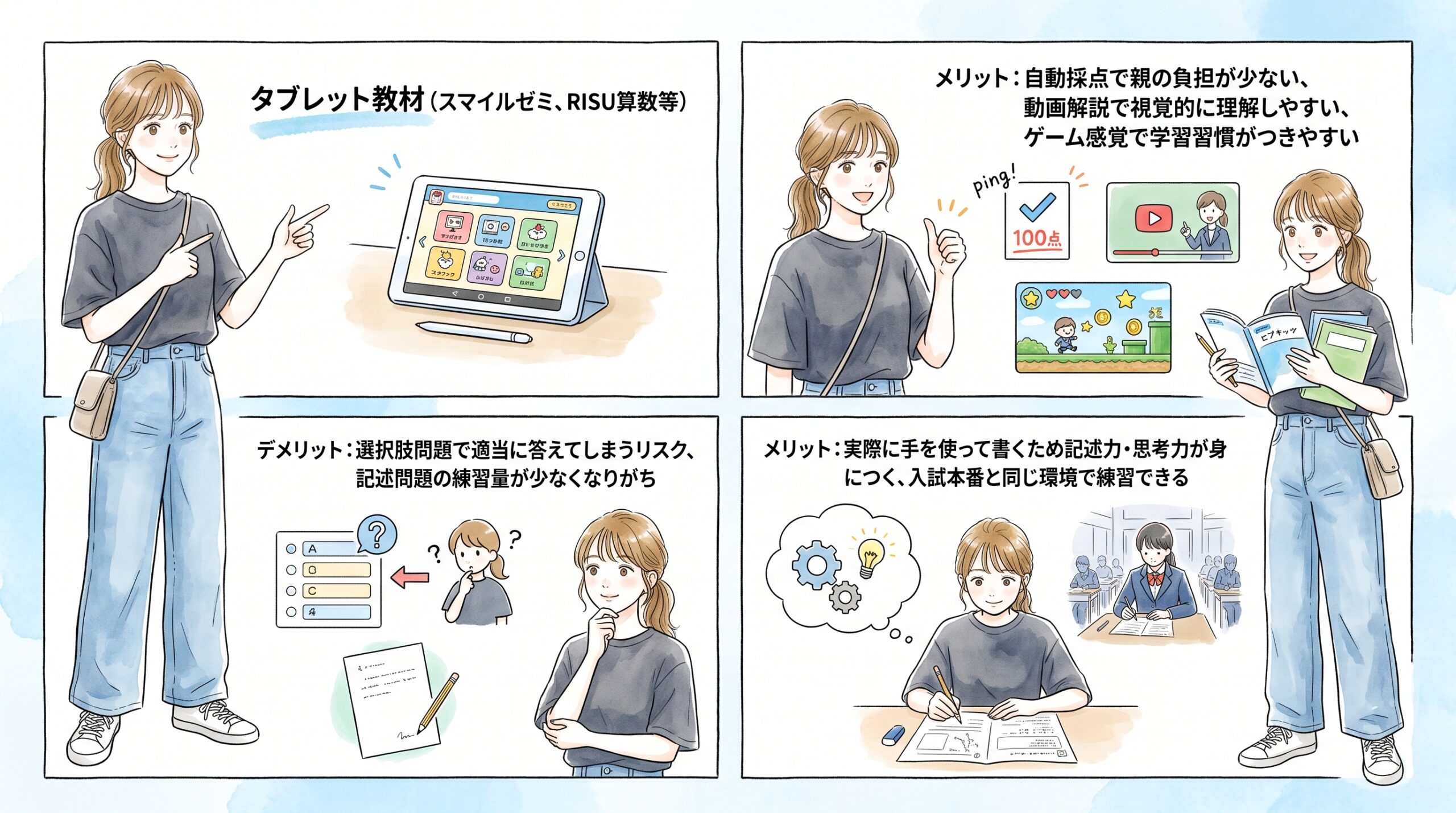 タブレット教材と紙教材の使いやすさと学習効果の違い