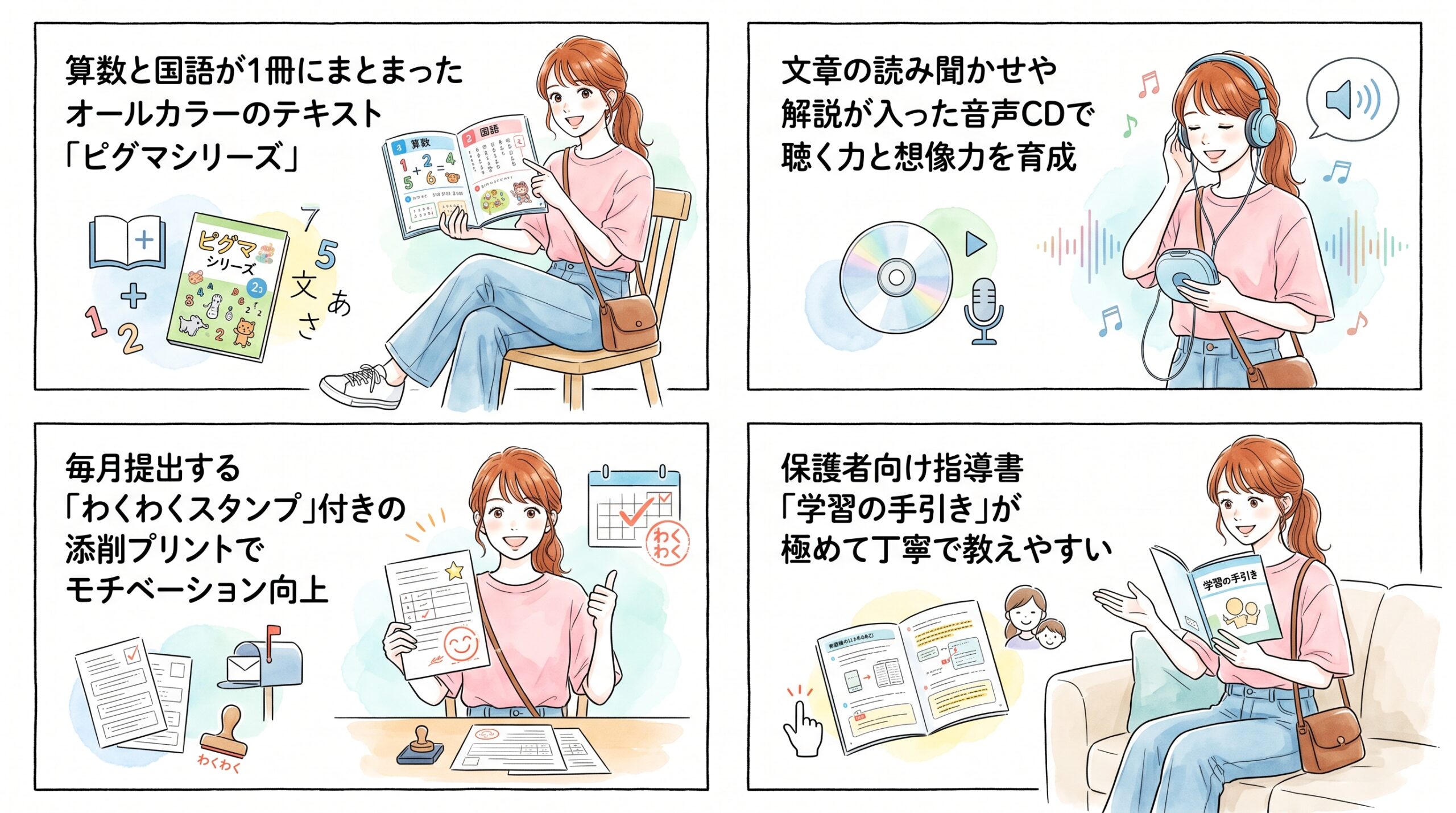 独自教材と音声CDで自立学習習慣を形成するオリジナルカリキュラム