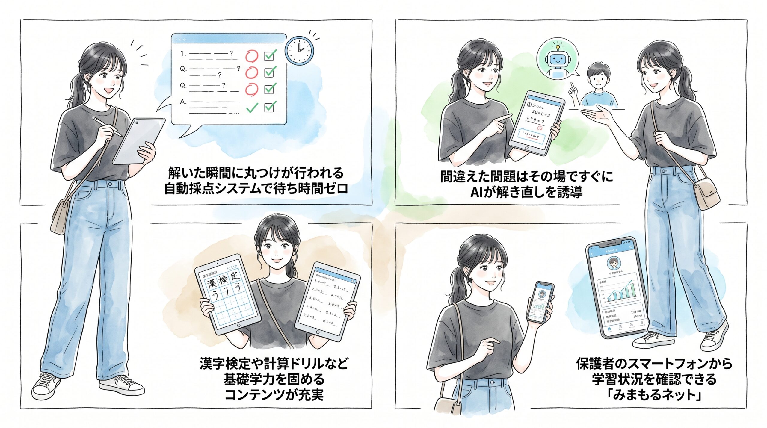 自動採点とAI解き直し機能で保護者の負担を軽減する学習設計