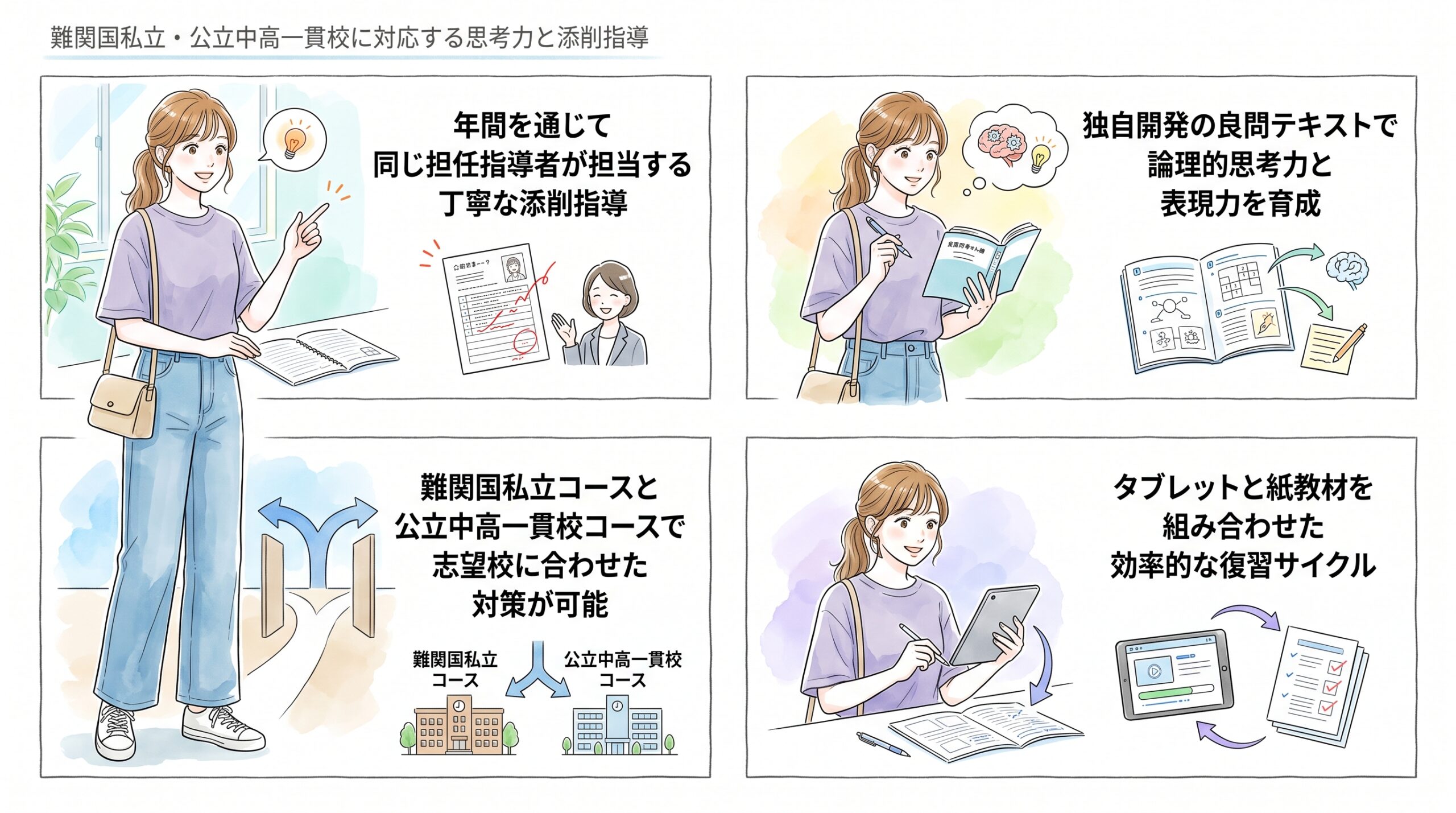 難関国私立・公立中高一貫校に対応する思考力と添削指導