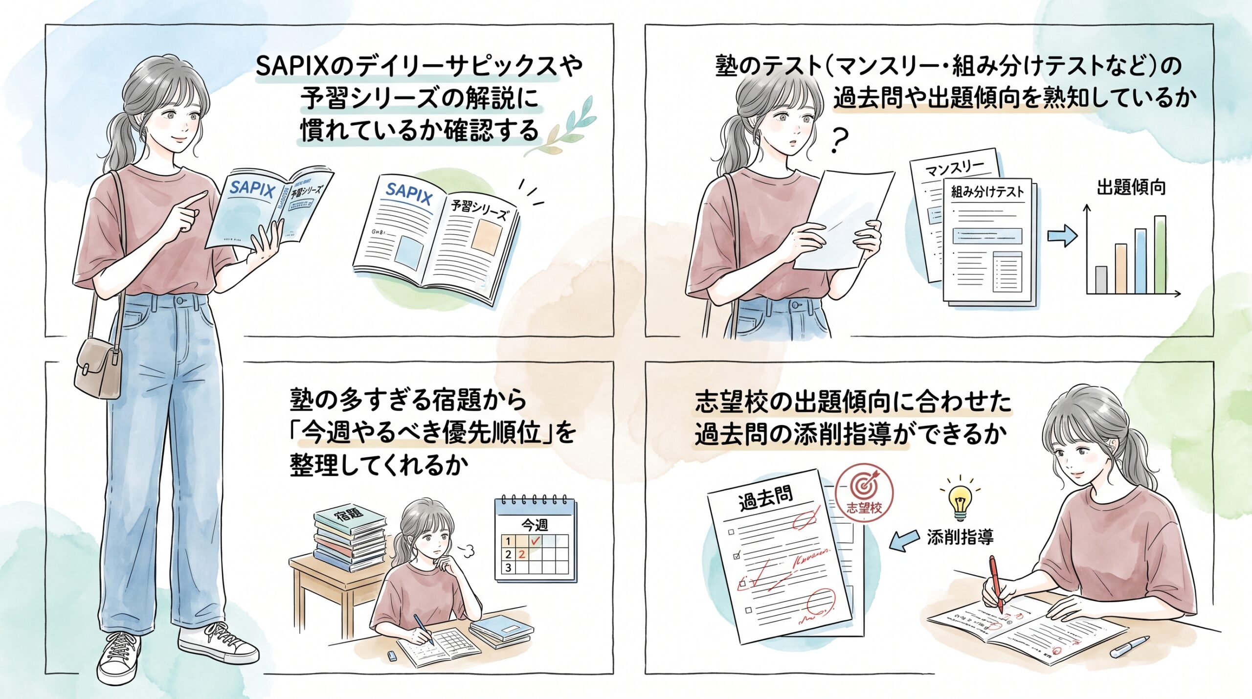 中学受験の志望校・併用塾（SAPIX・四谷大塚等）への対応力で選ぶ