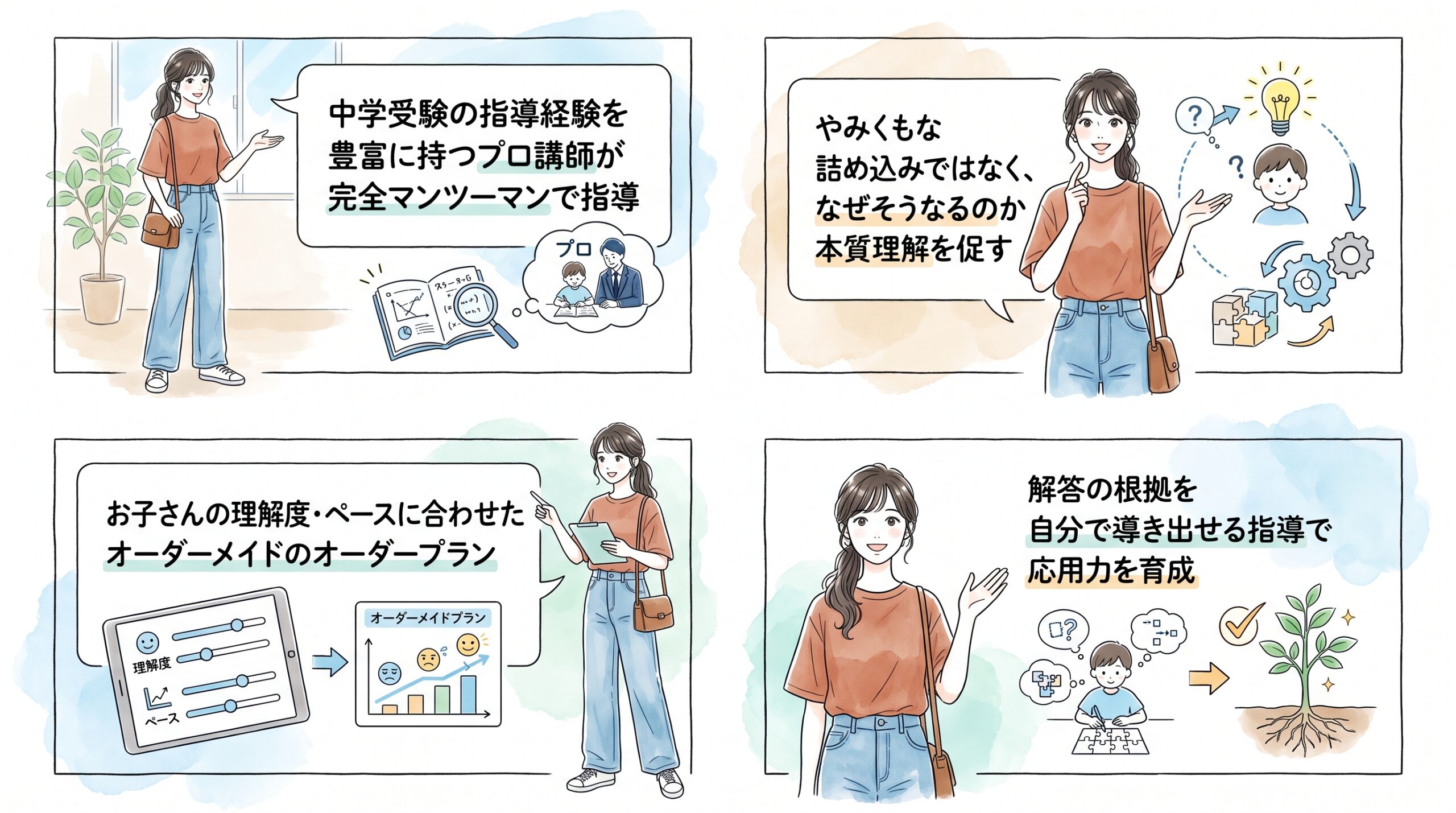中学受験専門のプロ講師陣による完全マンツーマン指導