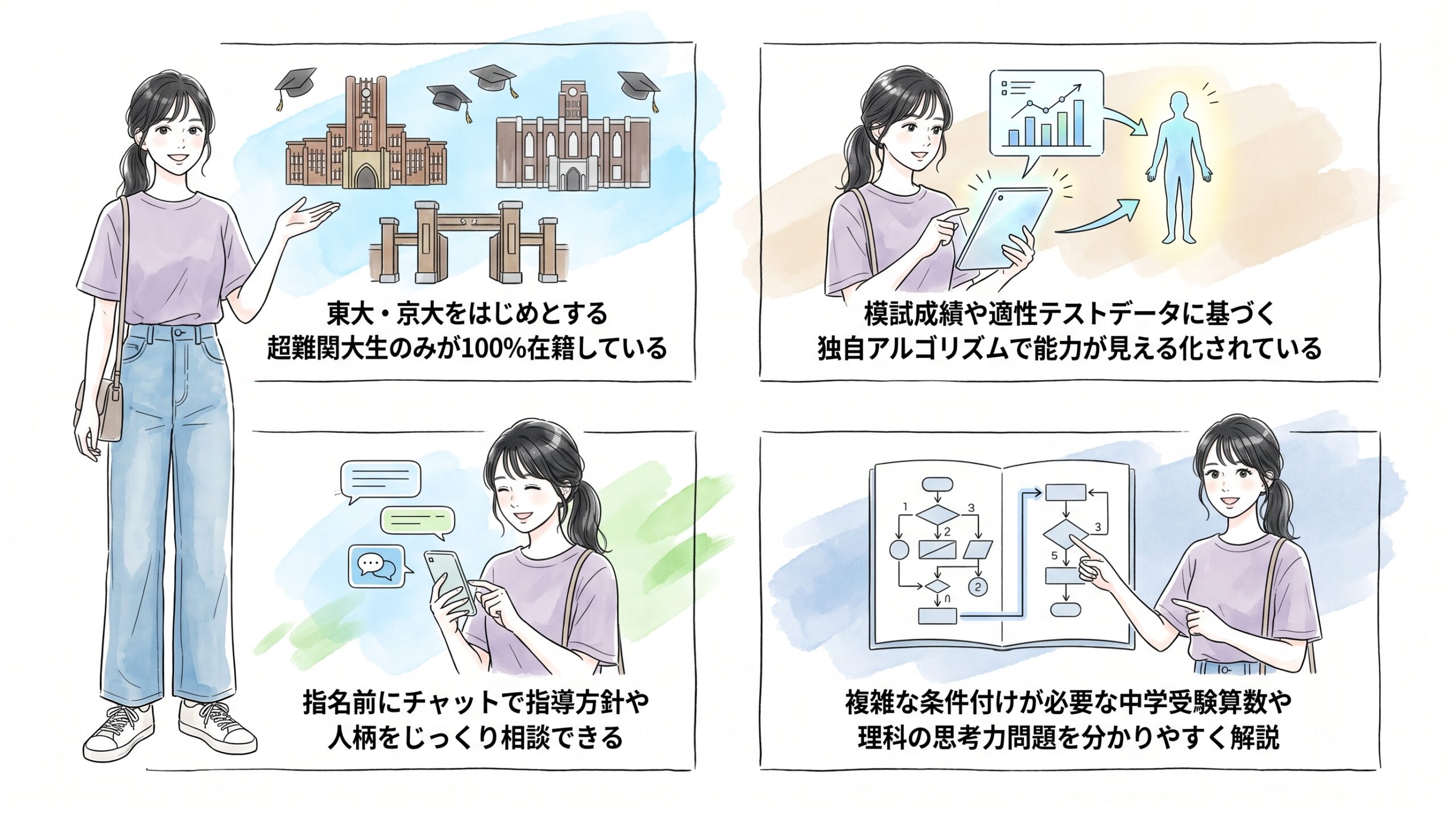 難関中学受験の算数・理科に強い東大・京大生などのプロ級講師陣