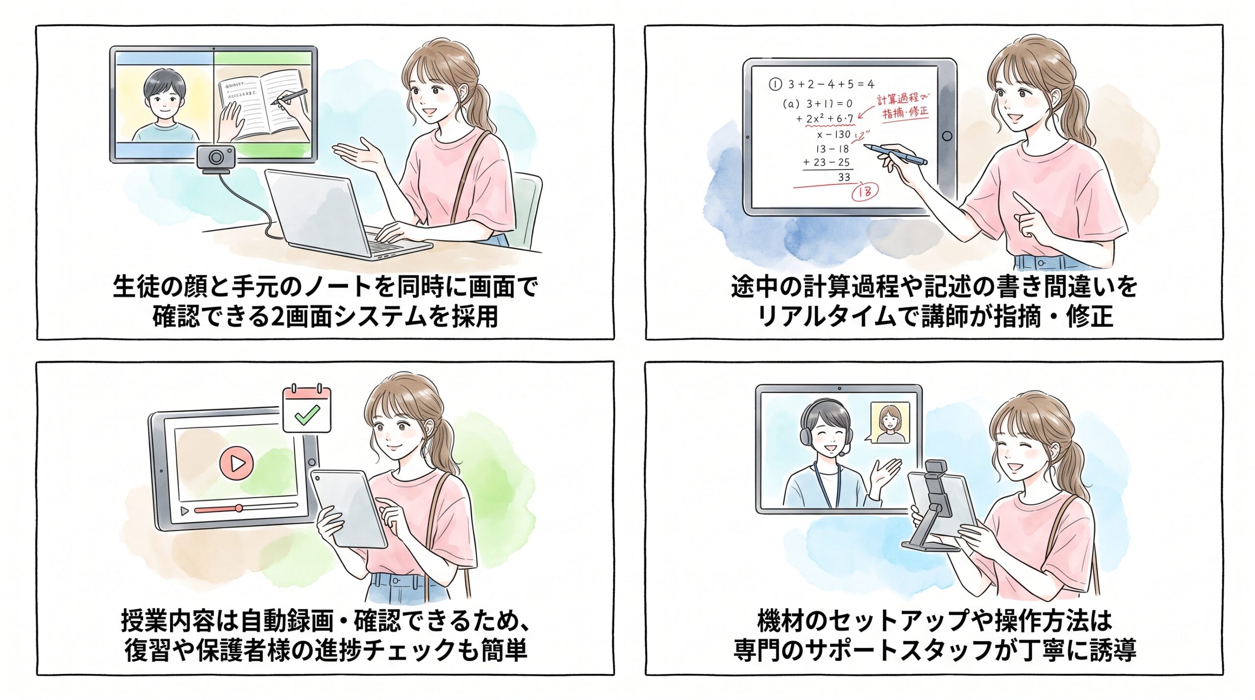 画面手元カメラを活用した対面授業と変わらない指導力