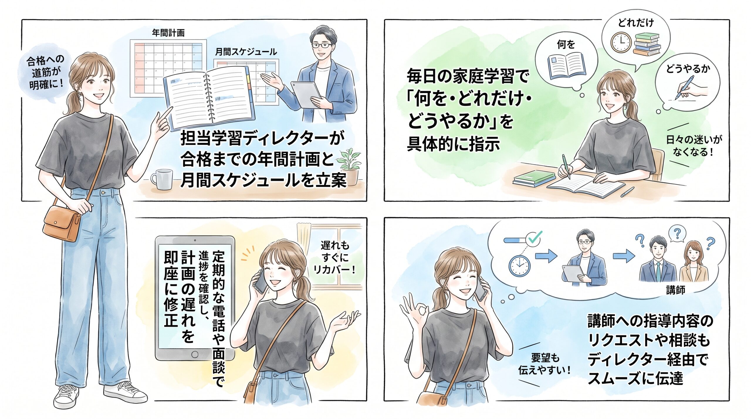 指導講師とは別の学習ディレクターによるスケジュール管理