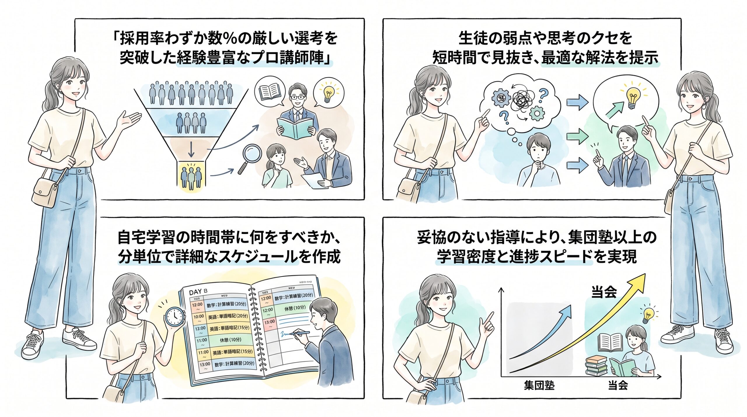 社会人プロ講師による質の高い指導と徹底した学習管理