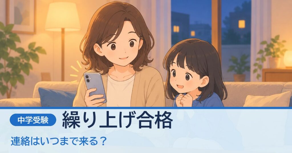 スマホの着信を見る母親と期待する子ども