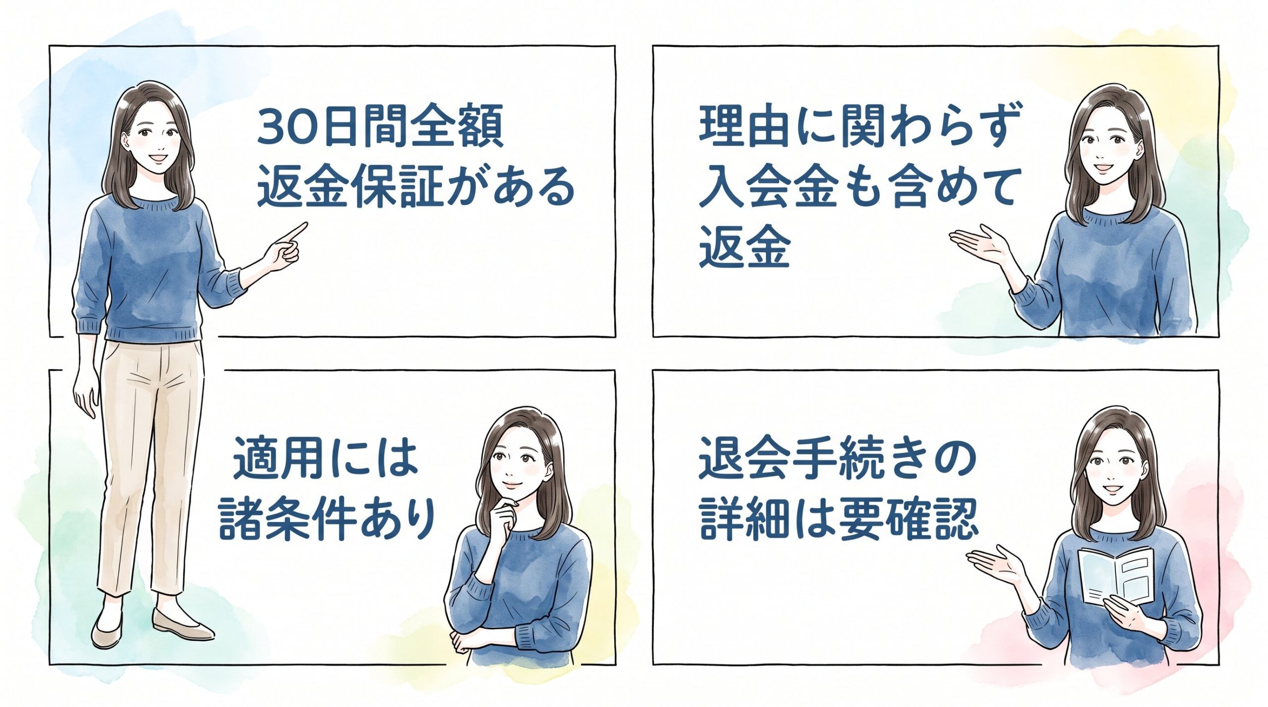 返金保証と退会時の注意点のイメージ画像