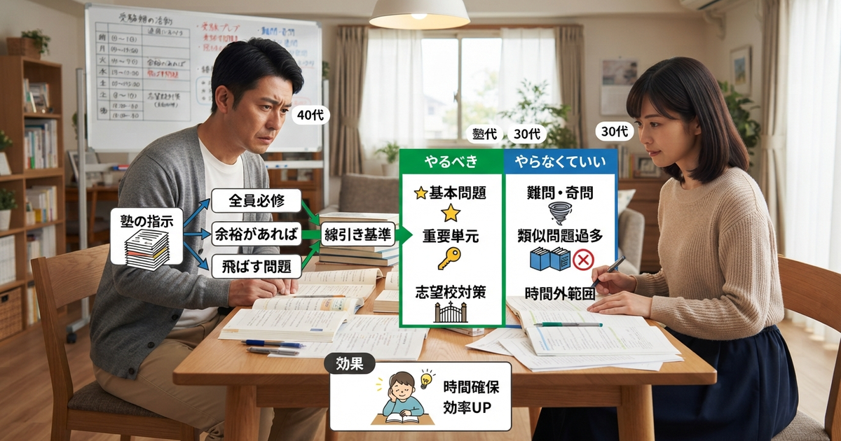 中学受験の塾の宿題で「やらなくていいもの」を見極める線引きの作り方